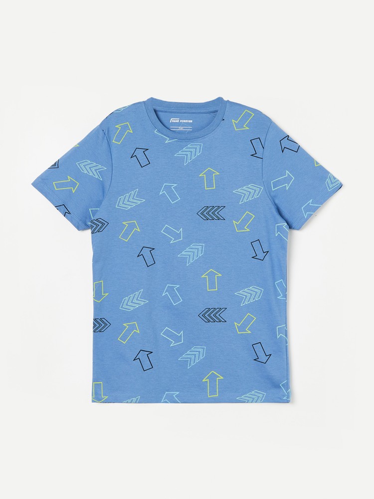 FAME FOREVER Boys Printed Cotton Blend T Shirt - Round Neck