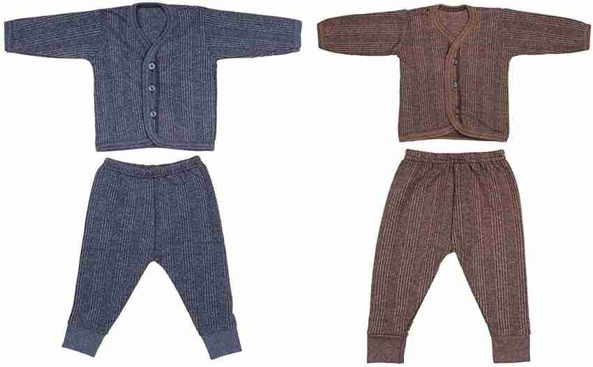 Buy Kids Front Open Baby Thermal Suit Top & Pajama Set for Baby Boys & Baby  Girls,(Pack of 1) (6-12 Months) Black at