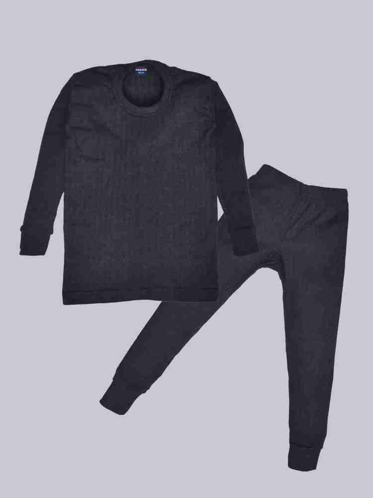 Buy Lux Parker Men's Black Solid Cotton Blend Thermal Set. Online
