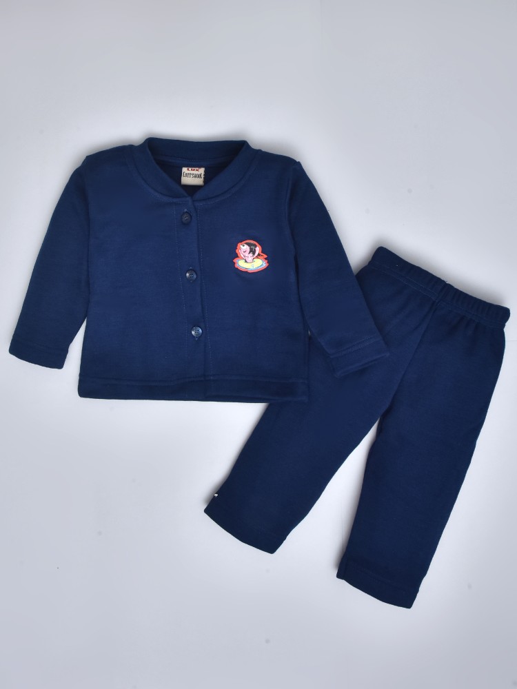 Buy Lux Cottswool Kids Blue Solid Cotton Thermal Set 7 8 Years Blue Online
