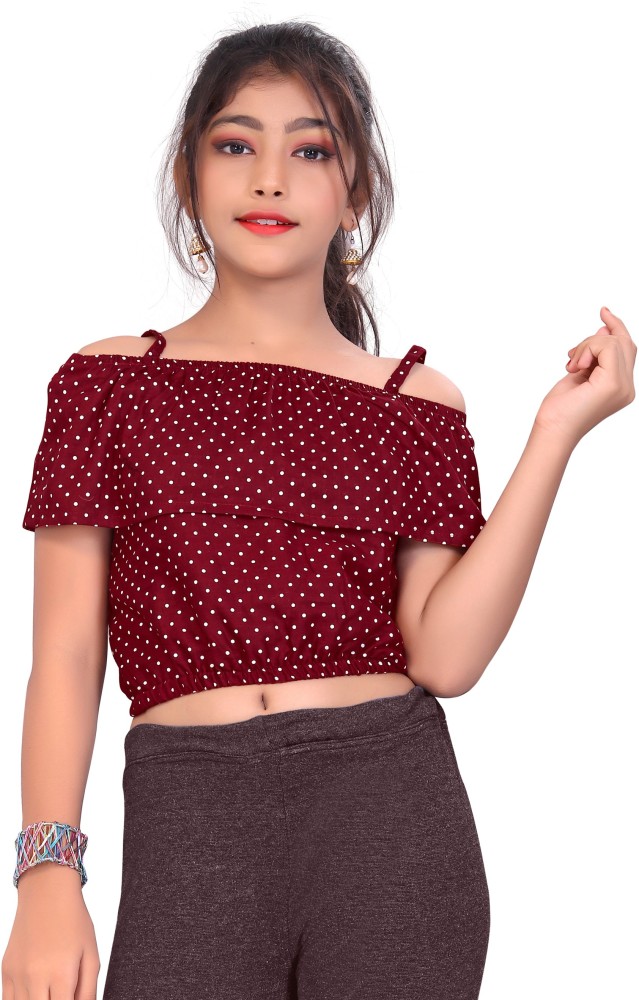 Polyester Women Long Sleeve Crop Top, Maroon, 200GSM at Rs 245/piece in  Surat