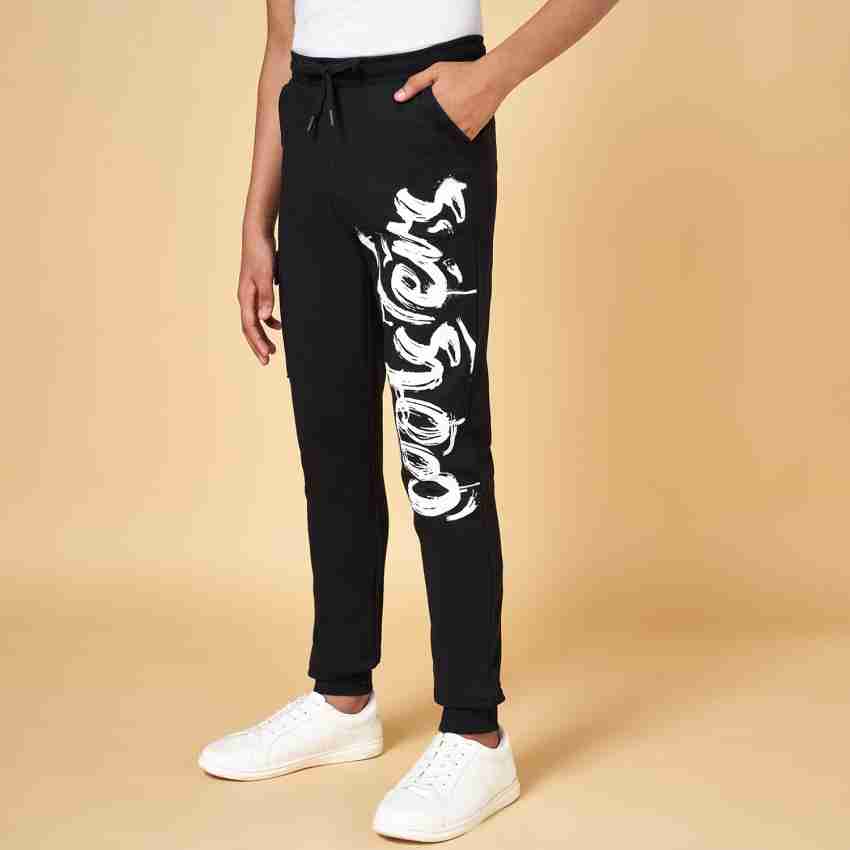 Pantaloons Junior Girls Graphic Printed Black Track Pants