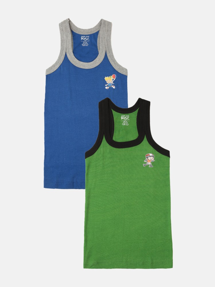 Buy Lux Cozi Black and Grey Cotton Blend Gym Vest Pack of 2 Online