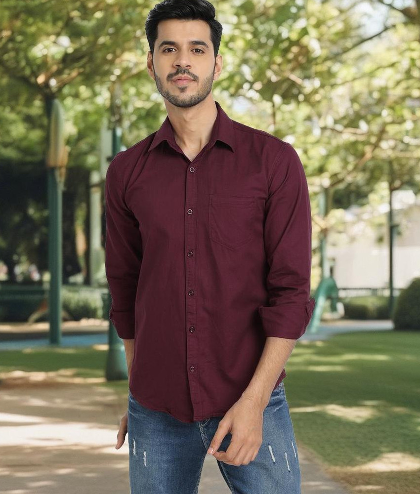 Maroon shirt deals mens fashion