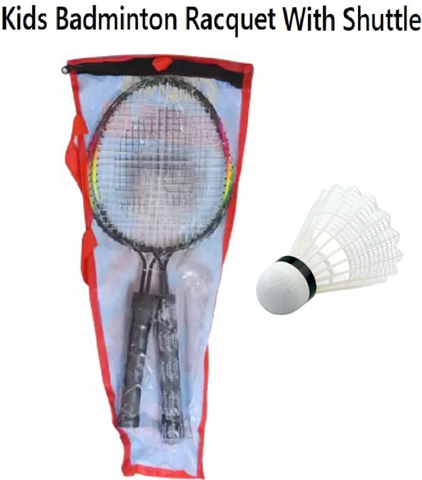 STATIC 2 Pcs Double Rod Badminton Racquet for Kids + 1 Shuttlecock + Carry Bag Badminton Kit
