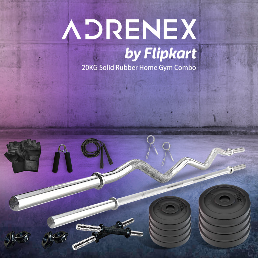 Adrenex by Flipkart 20 kg 20 kg 20 kg Portable COMBO with Straight Curl and Dumbbell Rods Home Gym Combo Price in India Buy Adrenex by Flipkart 20 kg 20 kg