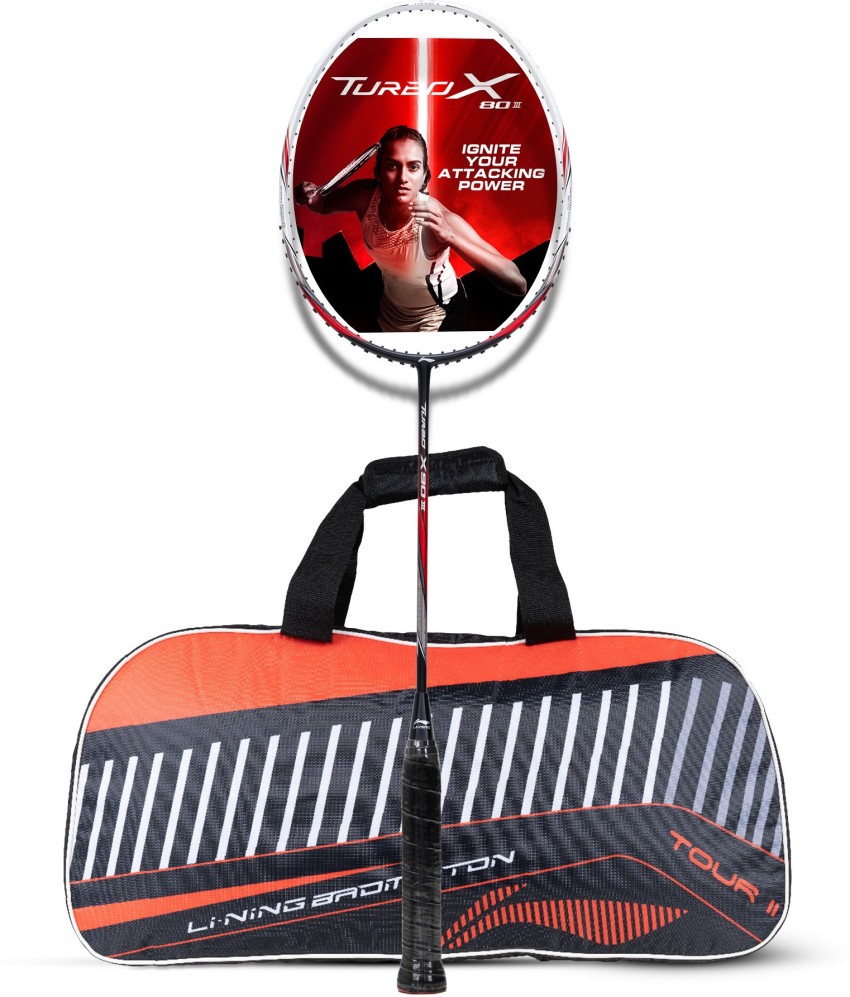 LI-NING Turbo X III Strung Badminton Racket and Tour II Kit Bag Badminton Kit 