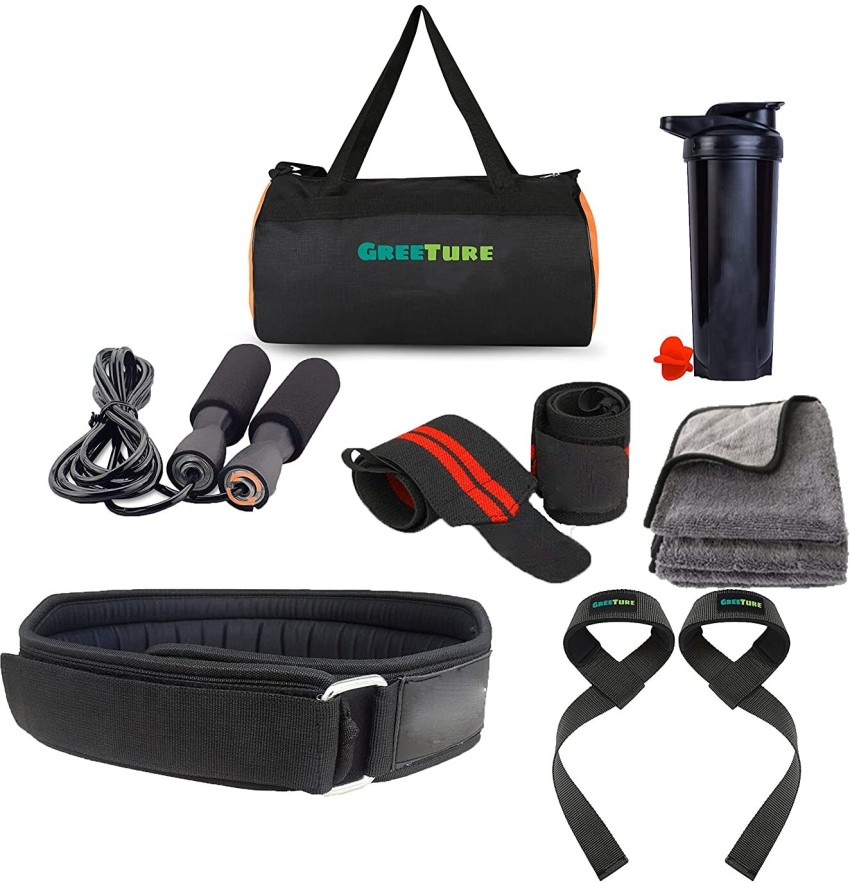 5 O'CLOCK SPORTS New Premium Sports Combo of PU-Leather Gym Bag Gym/Fitness  Kit/Combo/Gym Accessories/Gym Kit/for Men and Women Gym & Fitness Kit.