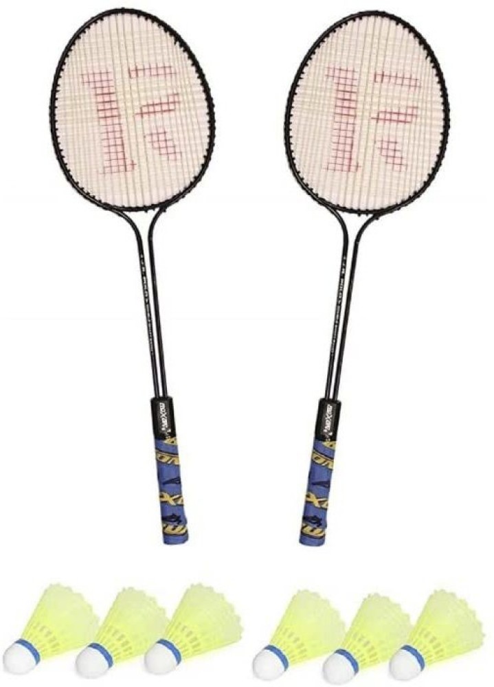 Keystone Badminton Racket Set, 2 Pc Double Shaft Badminton Racket with 6 Pc  Shuttlecock And 1 Pc Skipping Rope