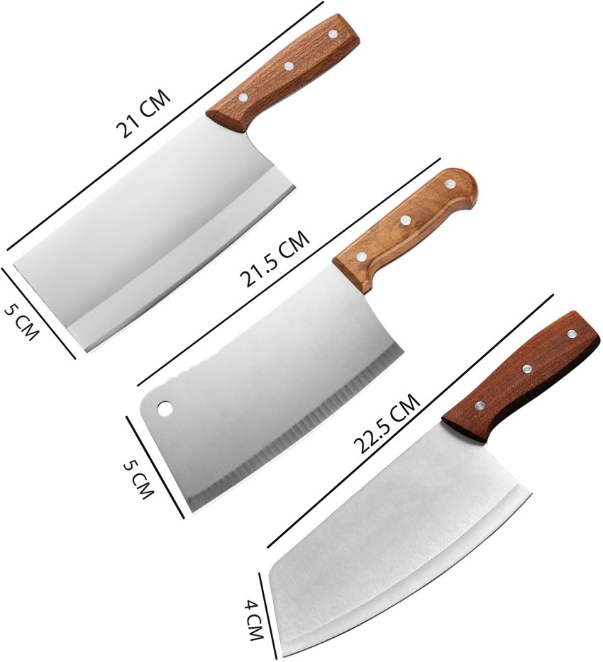 Woodtula 3 Pc Stainless Steel Knife Set Chinese Chefs Knife with