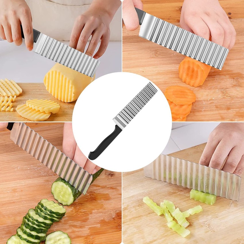 1pc Stainless Steel French Fry Cutter, Daily Black Multi-purpose Potato  Wave Cutter For Kitchen