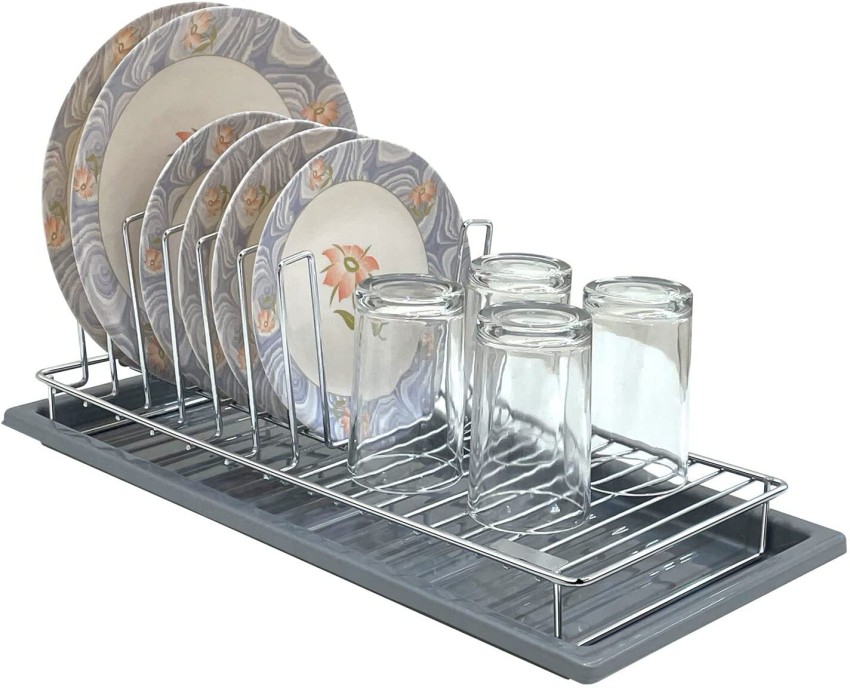 Upkaranwale Dish Drainer Kitchen Rack Plastic, Steel Wrought Iron