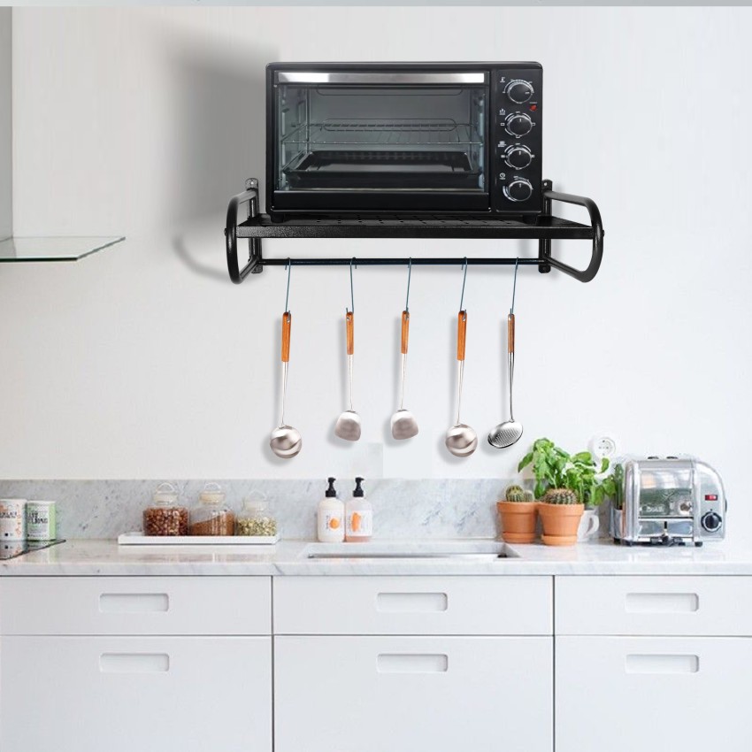 PAXMER Utensil Kitchen Rack Carbon Steel Wall Mount Microwave Oven stand/OTG  shelf & Organizer with Hooks/multipurpose Price in India - Buy PAXMER  Utensil Kitchen Rack Carbon Steel Wall Mount Microwave Oven stand/OTG