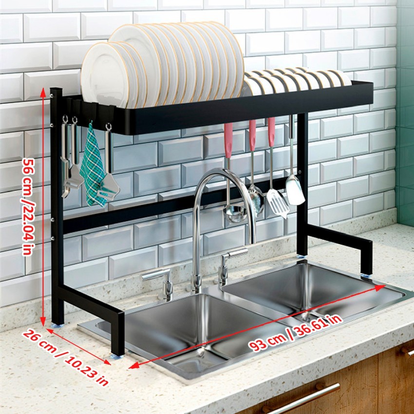 iBELL Dish Drainer Kitchen Rack Carbon Steel DR193 Dish Drying Rack Over Sink Organizer Bartan Stand Shelf for Utensils Price in India Buy iBELL Dish Drainer Kitchen Rack Carbon Steel DR193