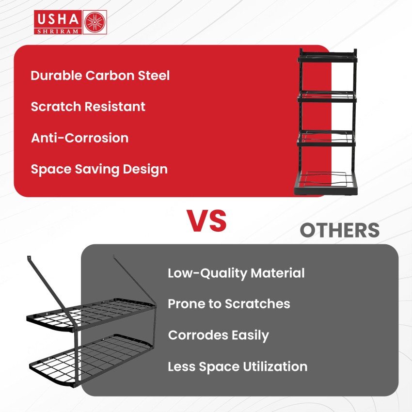 Usha Shriram Utensil Kitchen Rack Carbon Steel 4 Layer Utensil Appliance  Holder For Kitchen Cupboard Organiser Storage Box Price in India - Buy Usha  Shriram Utensil Kitchen Rack Carbon Steel 4 Layer