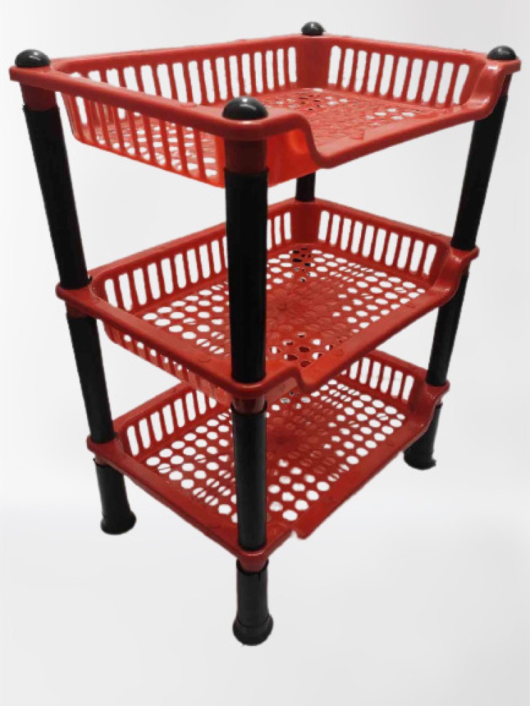 Crown polo Plate Kitchen Rack Plastic Prime Rack Red 3 In 1 Price