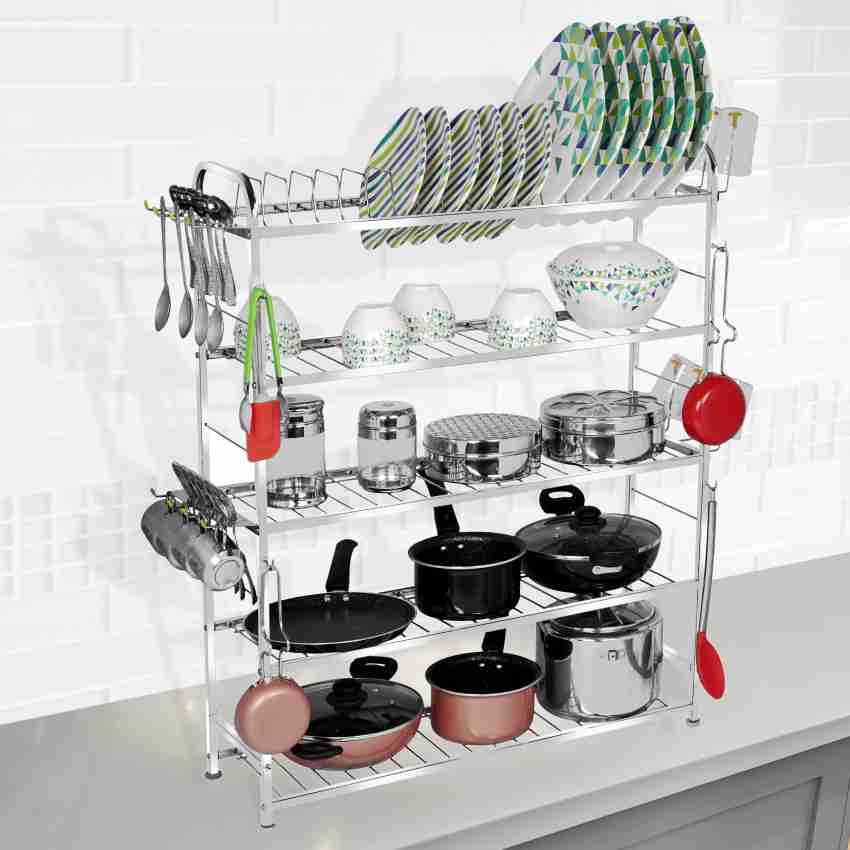 PALOMINO Utensil Kitchen Rack Steel 5 LAYER 30*30 inch Wall Mount Modern  Kitchen Utensils Dish Rack Stainless Steel Kitchen Rack Utensil Rack  Utensil Stand (Steel) Steel Kitchen Rack (Steel) Price in India 