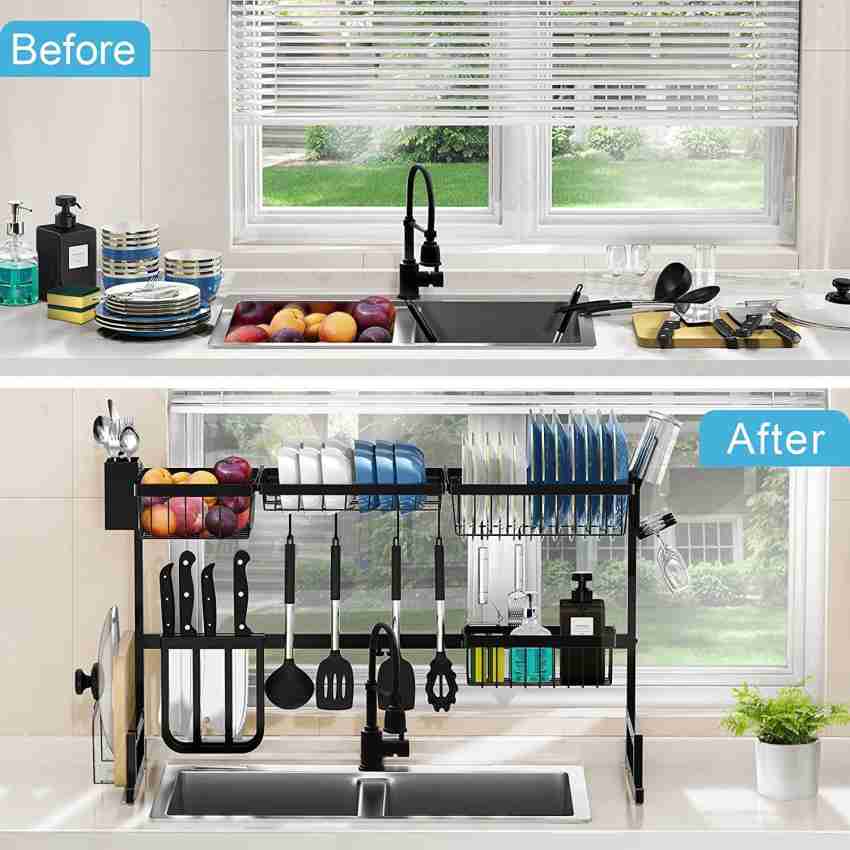 Shelzi Dish Drainer Kitchen Rack Carbon Steel Sink Dish Drying