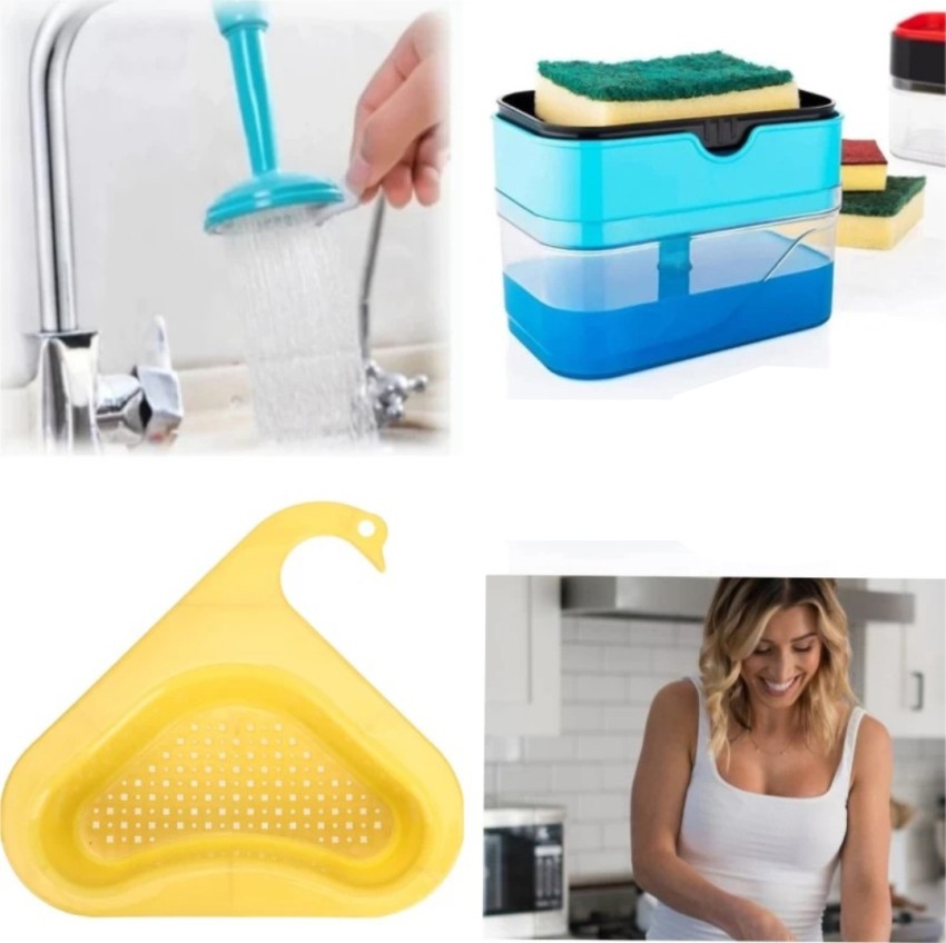 Kitchen Sink Strainer Drain Rack Foldable and Soap Sponge Holder