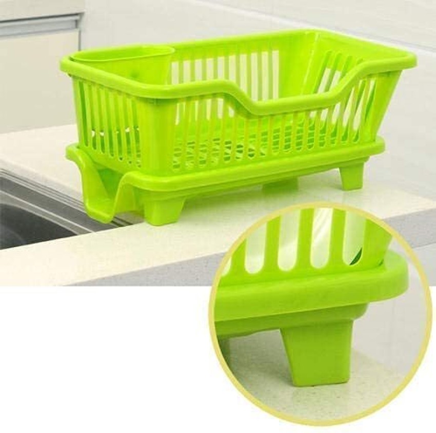 Buy Floraware 3 in 1 Large Pink Plastic Sink Dish Rack Drainer Tray 31x43.5  cm Online at Best Prices in India - JioMart.