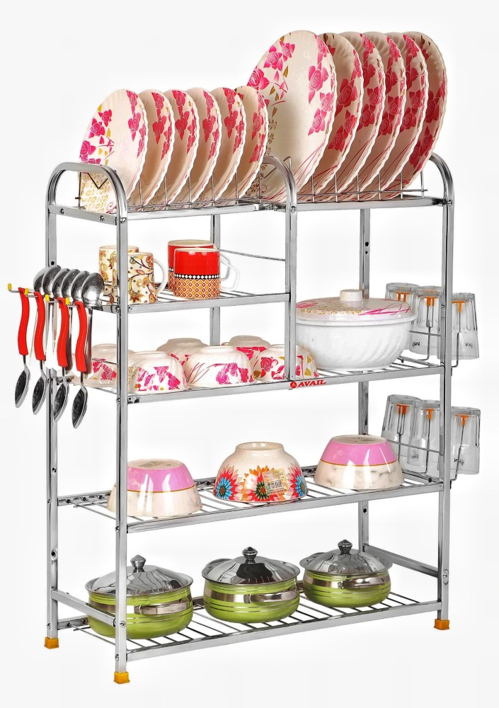 5 Shelves 31x30 Inch Dish Rack, Plate Cutlery Stand, Kitchen Stand Rack