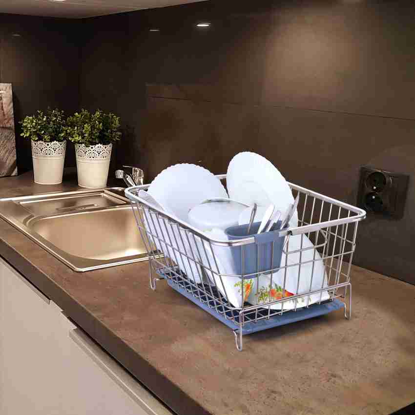 LIMETRO STEEL Dish Drainer Kitchen Rack Steel Over Sink Space