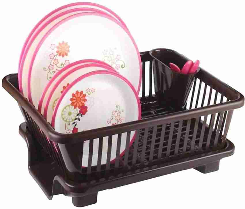 Quickmart Dish Drainer Kitchen Rack Plastic 3in1 Large Sink Set Dish Rack Pink Drainer Drying Rack Washing Basket Tray Price in India Buy Quickmart Dish Drainer Kitchen Rack Plastic 3in1 Large Sink