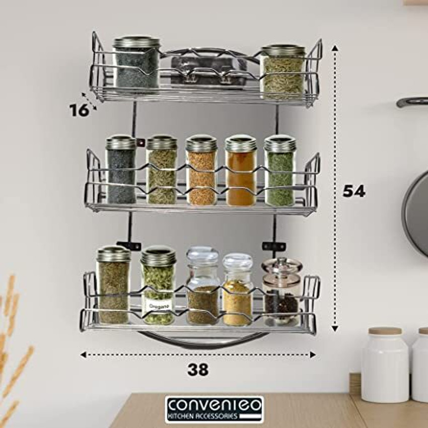 CONVENIEO Utensil Kitchen Rack Steel Stainless Steel Kitchen Organizer 4 tier Masala Rack with Self Adhesive set of 2 Price in India Buy CONVENIEO Utensil Kitchen Rack Steel Stainless Steel Kitchen