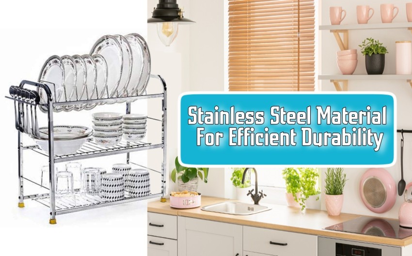 MAGS WAY Plate Kitchen Rack Steel Wall Mount Kitchen Utensils Rack  Stainless Steel, Dish Rack with Plate & Cutlery Stand, Modular Kitchen  Storage Rack, Dish Drainer Kitchen Rack Unique Design