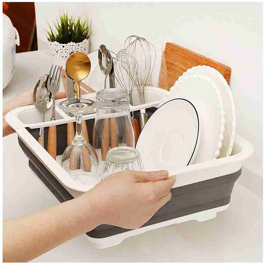 Silicone folding dish dryer drainer