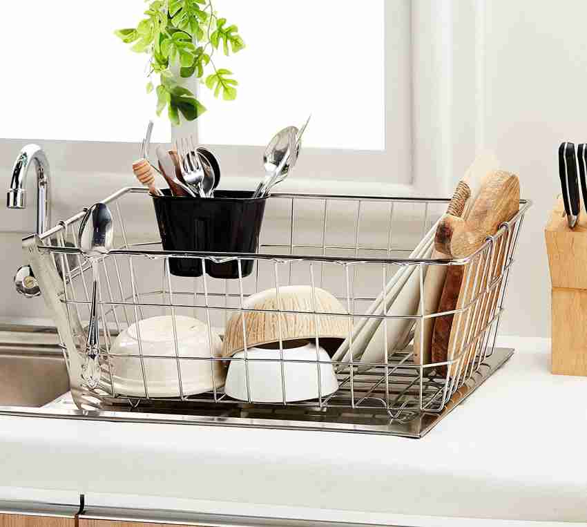 DEVASHREE Kitchen Utensil Drainer Basket With Tray