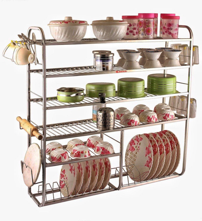 AVAIL Utensil Kitchen Rack Steel 32 x 30 Inch Wall Mount Kitchen Rack, Modular Kitchen Utensil Stand