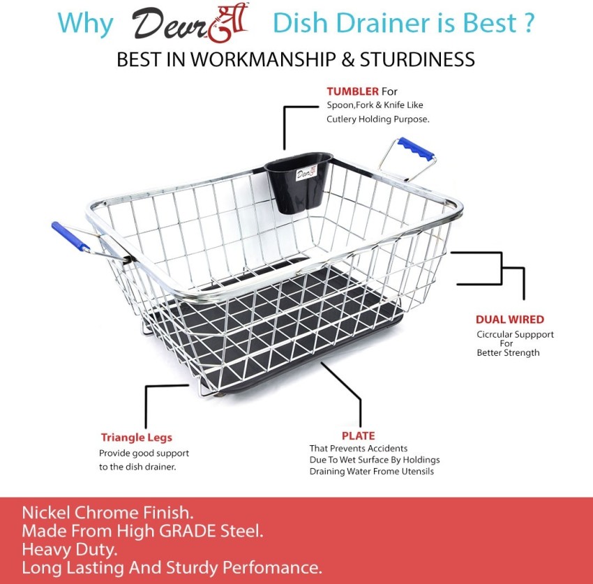 DEVASHREE Kitchen Utensil Drainer Basket With Tray