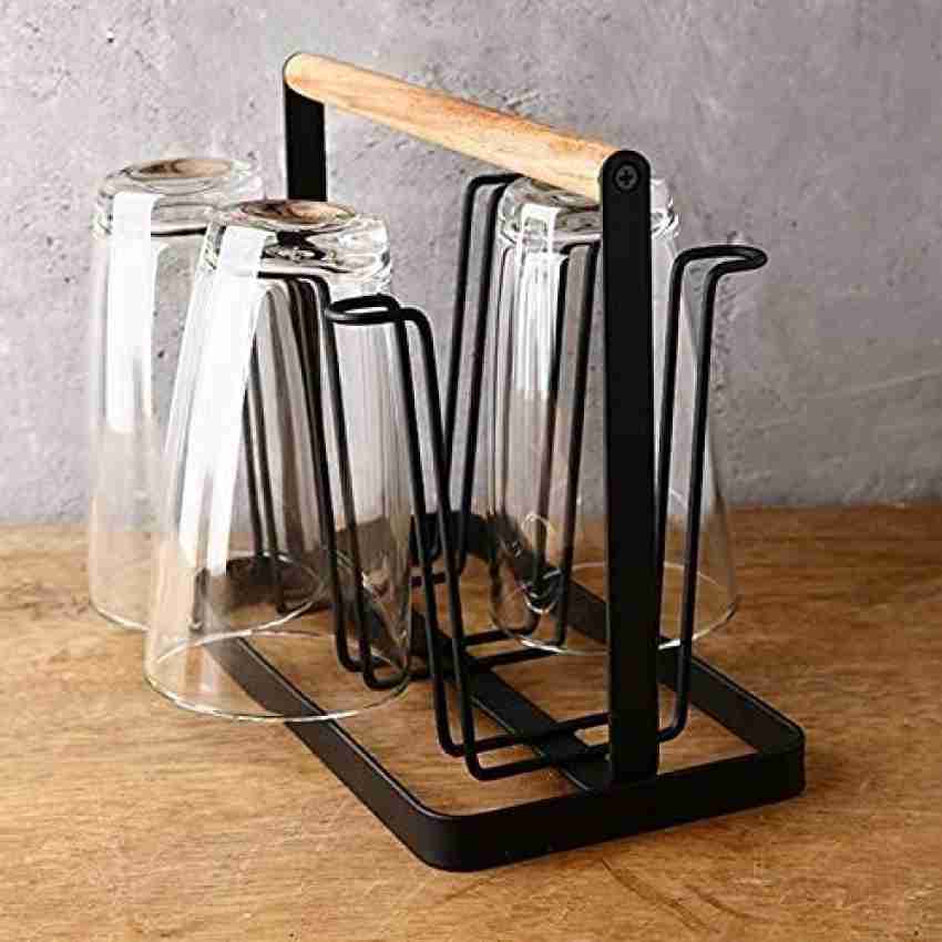 Drain Cup Holder Kitchen Utensils With Chassis Shelf 6 Cups Glass Drying  Rack Metal Glass Stand Holder Storage Rack Hanging