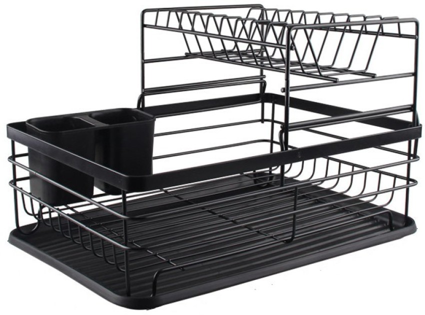 Upkaranwale Dish Drainer Kitchen Rack Plastic, Steel Wrought Iron