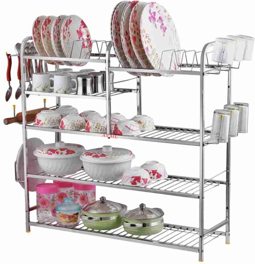 AVAIL Utensil Kitchen Rack Steel Stainless Steel 5 Shelf Wall Mount Kitchen  Racks- (31x30 Inches) Price in India - Buy AVAIL Utensil Kitchen Rack Steel  Stainless Steel 5 Shelf Wall Mount Kitchen