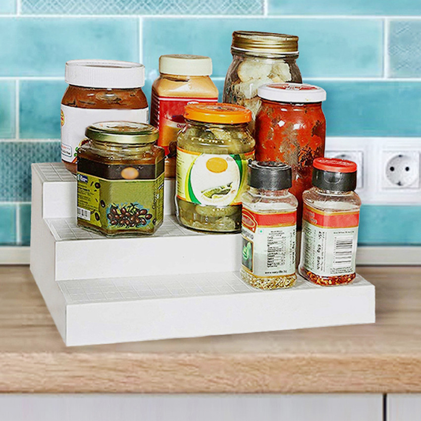 Xllent Utensil Kitchen Rack Plastic Kitchen Rack 3 Tier Spice Jar Bottle Holder Organizer Step Rack Shelf Price in India Buy Xllent Utensil Kitchen Rack Plastic Kitchen Rack 3 Tier Spice