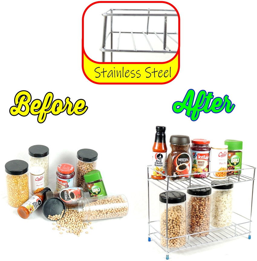 LEUCHTEN Containers Kitchen Rack Steel LEUCHTEN 2 layer storage kitchen rack Spice Rack Masala Stand Price in India Buy LEUCHTEN Containers Kitchen Rack Steel LEUCHTEN 2 layer storage kitchen rack Spi...