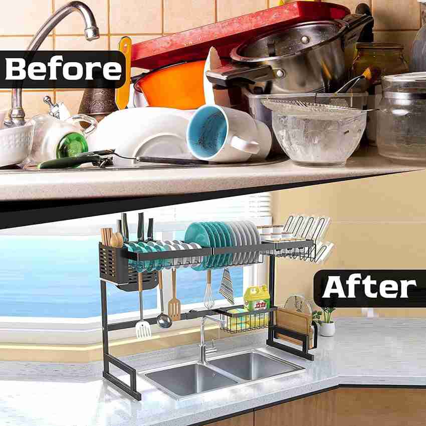 Shelzi Dish Drainer Kitchen Rack Carbon Steel Sink Dish Drying