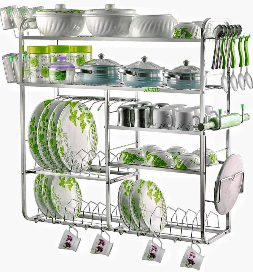 PALOMINO Utensil Kitchen Rack Steel 5 LAYER 30*30 inch Wall Mount Modern  Kitchen Utensils Dish Rack Stainless Steel Kitchen Rack Utensil Rack  Utensil Stand (Steel) Steel Kitchen Rack (Steel) Price in India 