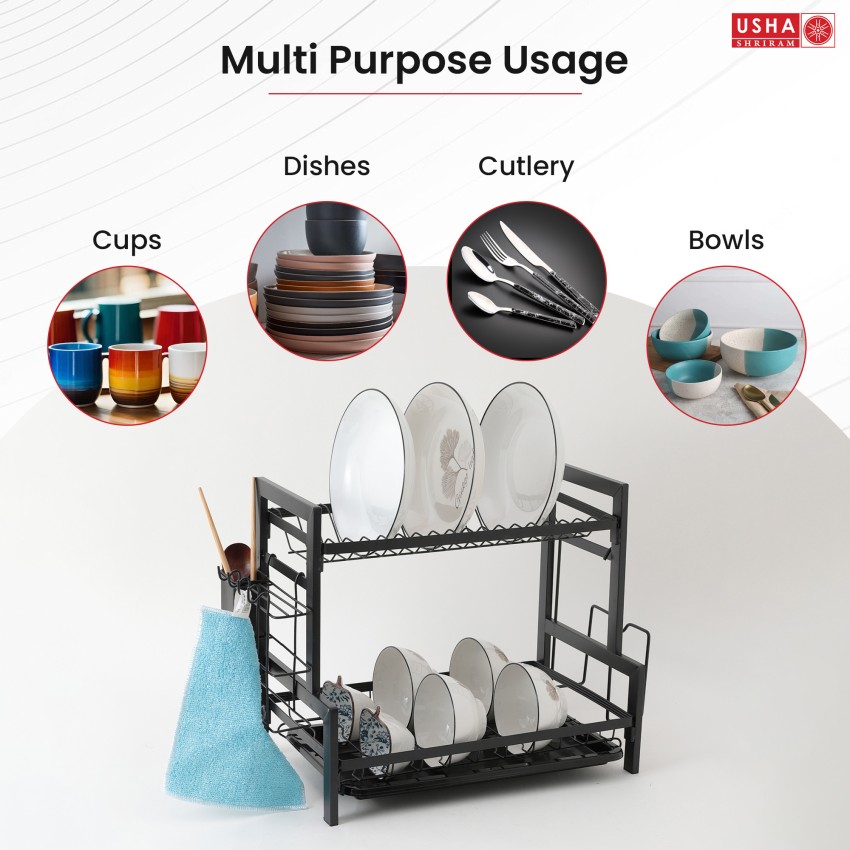 Usha Shriram Utensil Kitchen Rack Carbon Steel Dish Rack Set Plate Bowl  Holder Kitchen Basket for Storage Price in India - Buy Usha Shriram Utensil Kitchen  Rack Carbon Steel Dish Rack Set