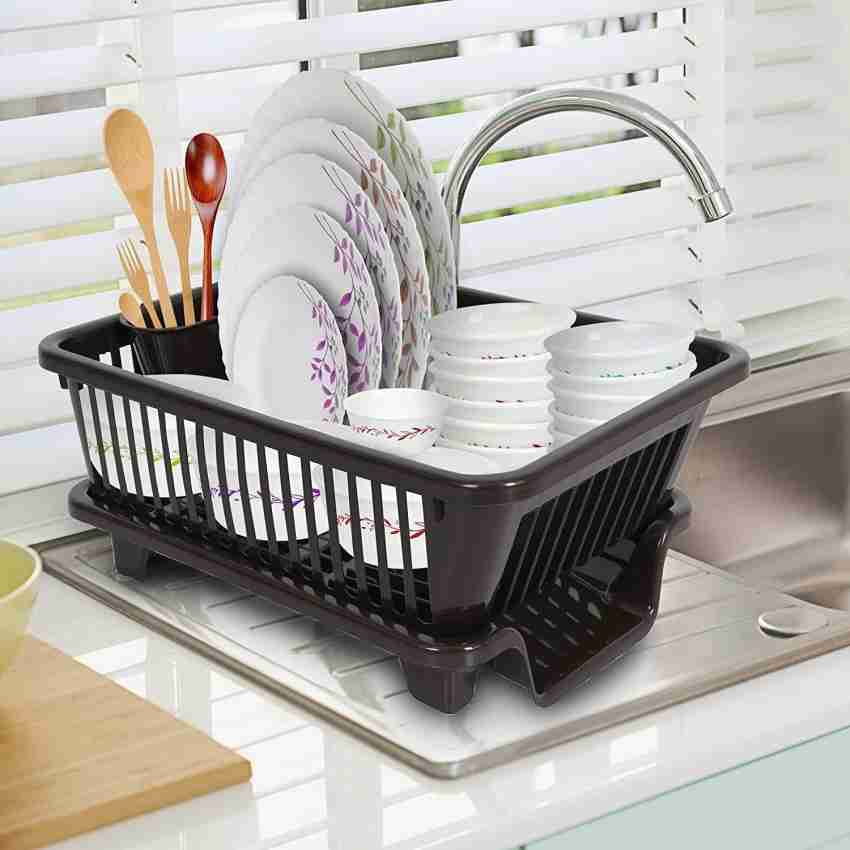 Cutting EDGE Dish Drainer Kitchen Rack Plastic Kitchen Dish Rack Drainer Drying Rack Design 4 With Tray Knife and Fork Holder