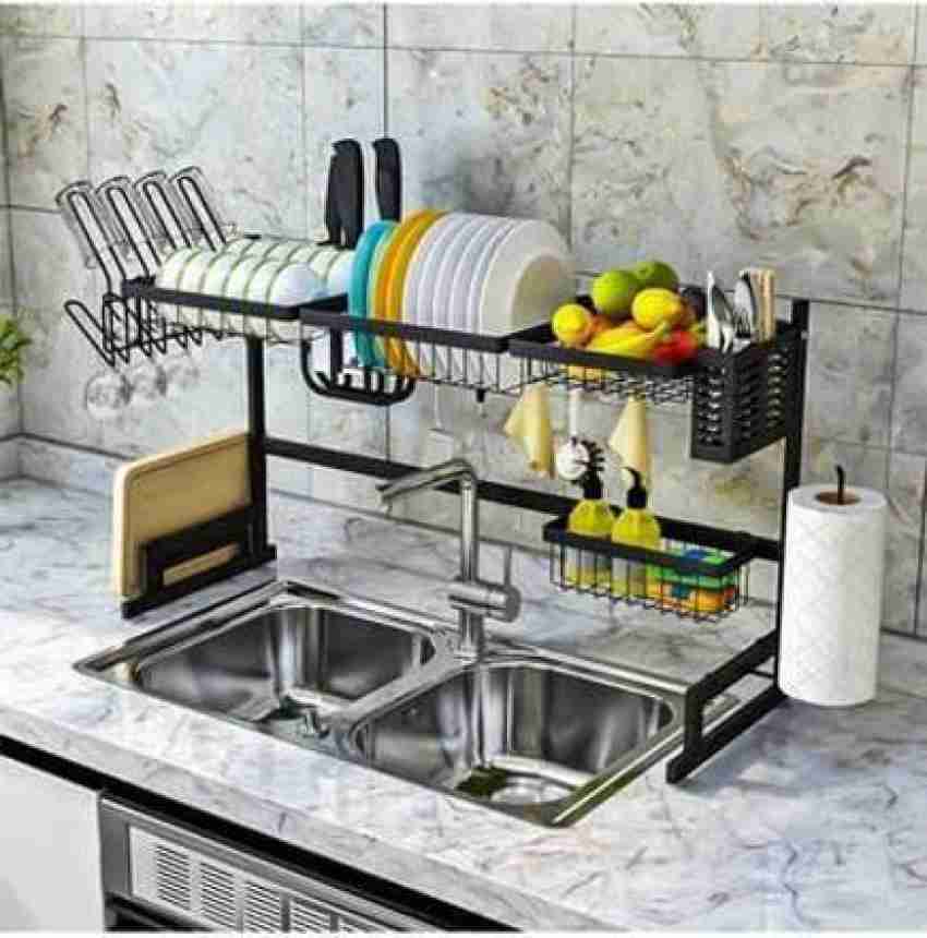 LIMETRO STEEL Dish Drainer Kitchen Rack Steel Over Sink Space