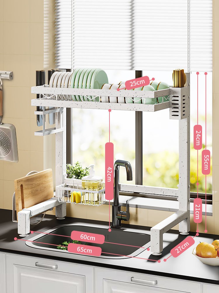 Kitchen Details Over the Sink Dish Rack in White 