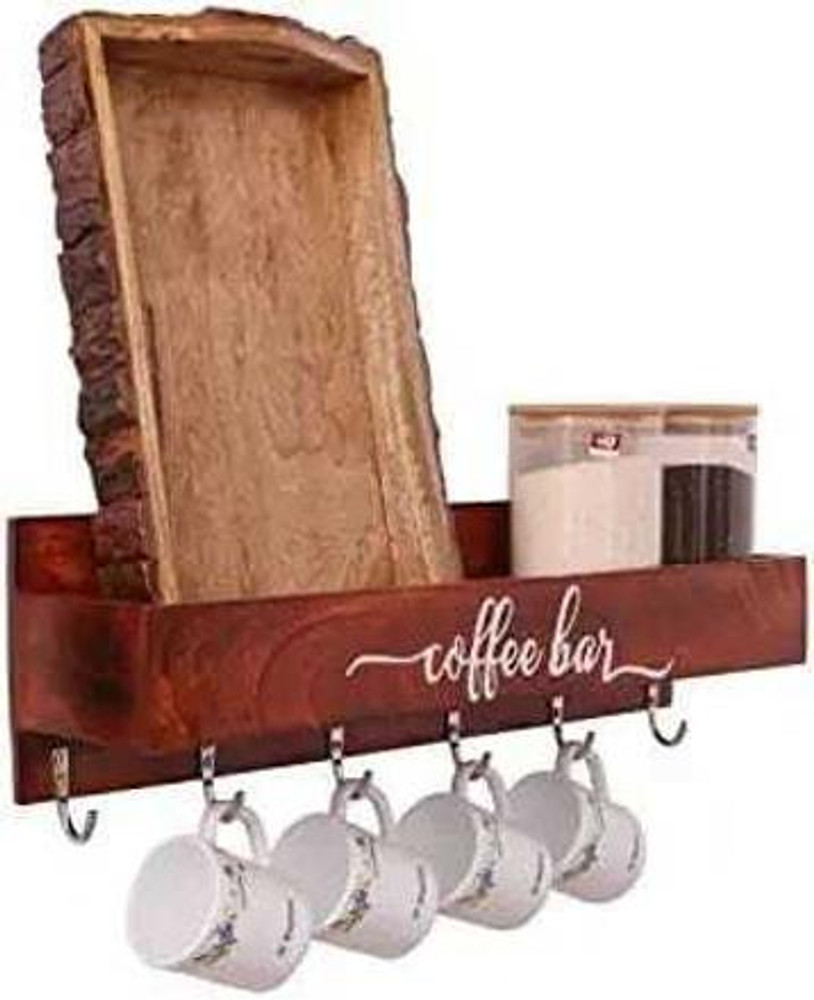 Rm Enterprises Cup Kitchen Rack Wood Wood Coffee Mug Shelf with Hooks Wall Rack Price in India Buy Rm Enterprises Cup Kitchen Rack Wood Wood Coffee Mug Shelf with Hooks Wall