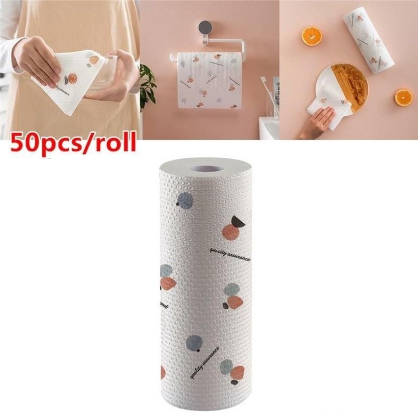 Buy Non-woven Reusable and Washable Kitchen Printed Tissue Roll Non-stick  Oil Absorbing Paper Roll Kitchen Special Paper Towel Wipe Paper Dish Cloth  Cleaning Cloth (Pack Of 1) Online at Best Prices in