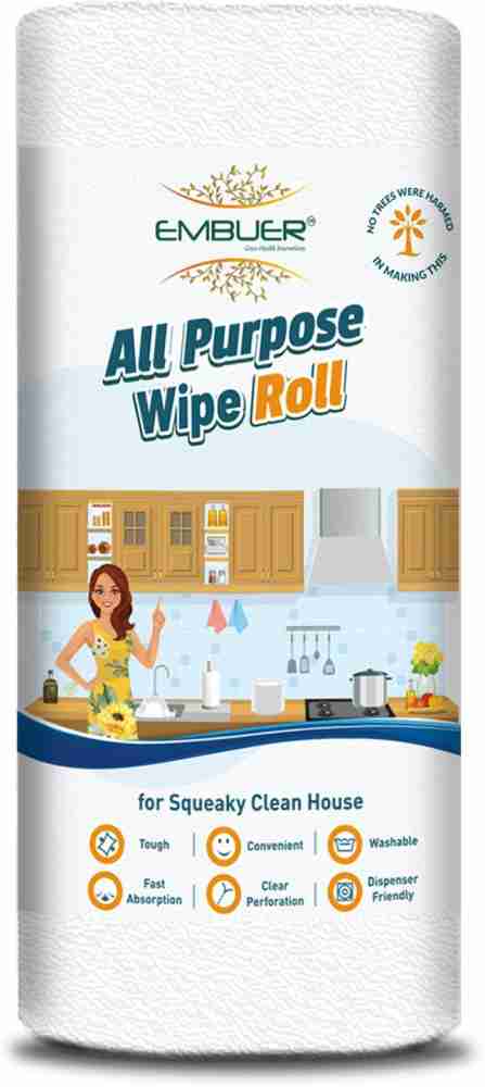 Embuer Reusable Non-Woven All Purpose Kitchen Towel Roll - 2 x 80 Pulls