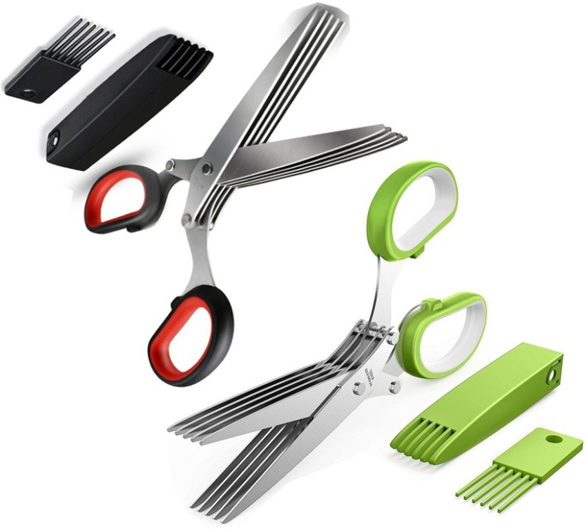 Herb Scissors Set, Multipurpose 5 Blade Kitchen Shears with Safety