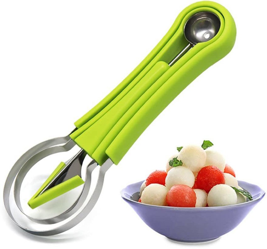 2-in-1 Stainless Steel Melon Baller Scoop Fruit Ice Cream Carving Knife  With Spoon (assorted) - 1 Piece