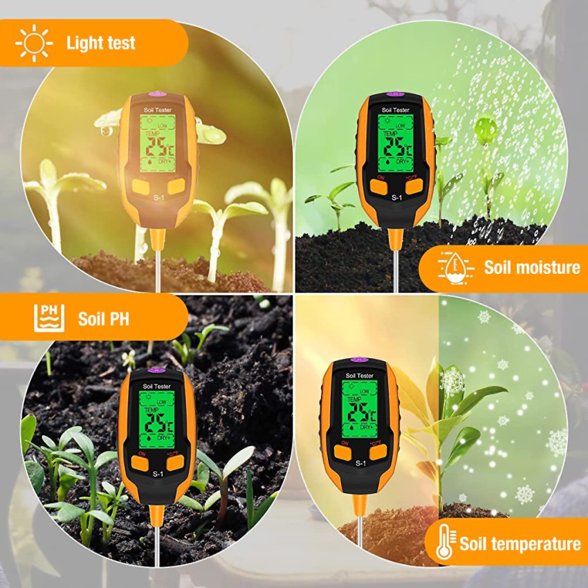 Zorbes 4-in-1 PH Meter, Agriculture Digital Plant Temperature/Soil